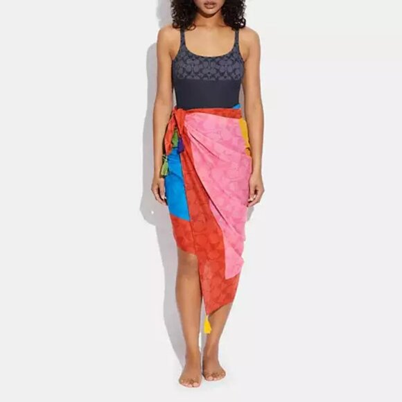 Authentic NWT Color block Signature Sarong Coach Scarf ((RARE)) - Picture 1 of 17